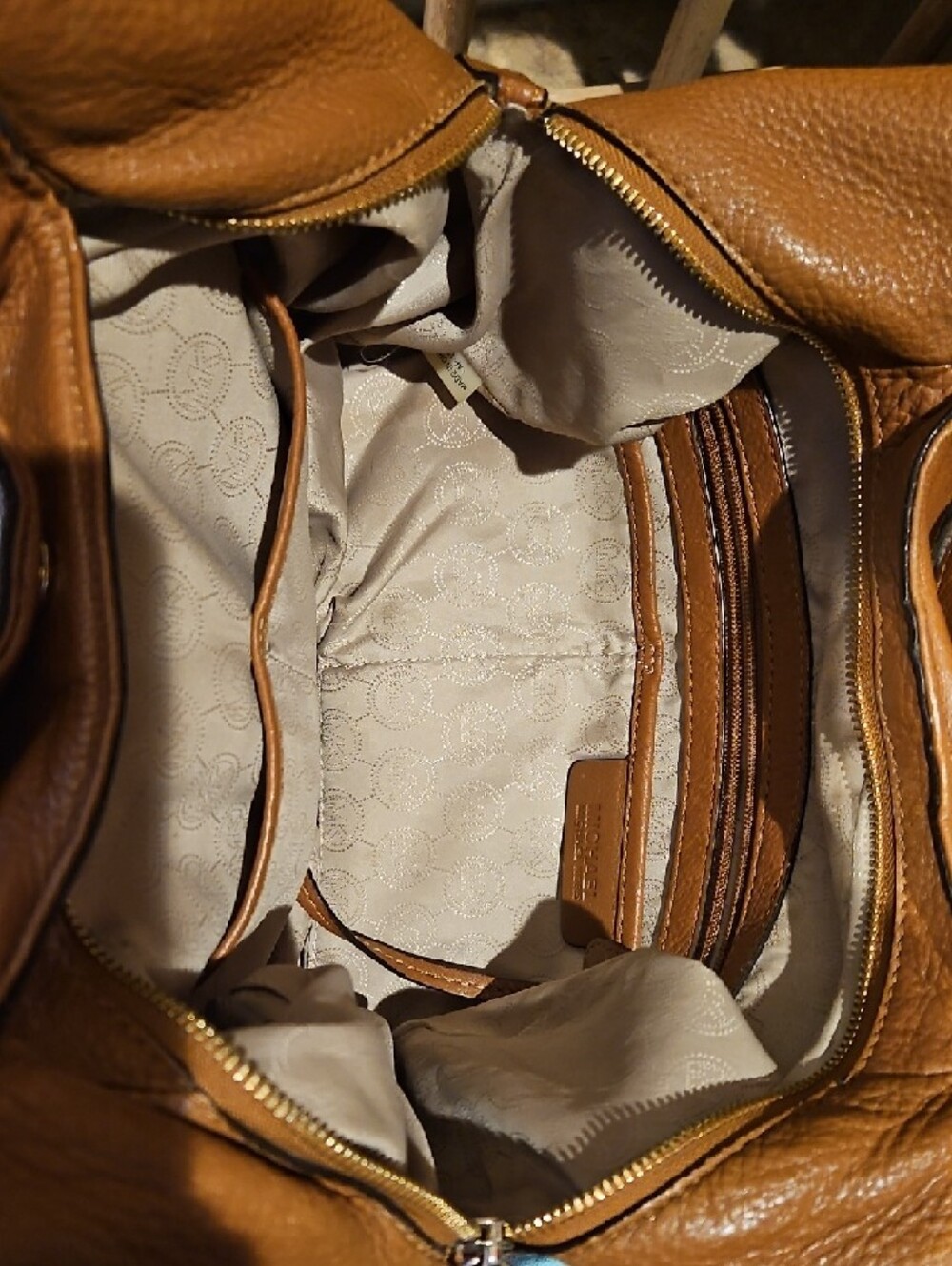 Michael Kors Cognac Pebbled Leather Shoulder Hobo - Picture 5 of 12